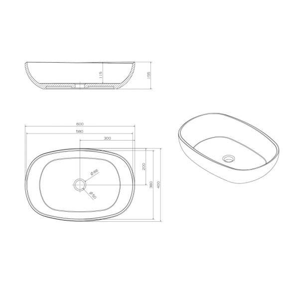 Накладная раковина Abber Kristall AT2805Vesuvian 60x40 оливковая фото