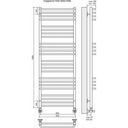 Водяной полотенцесушитель Terminus Соренто П24 4620768886829 500х1456 фото