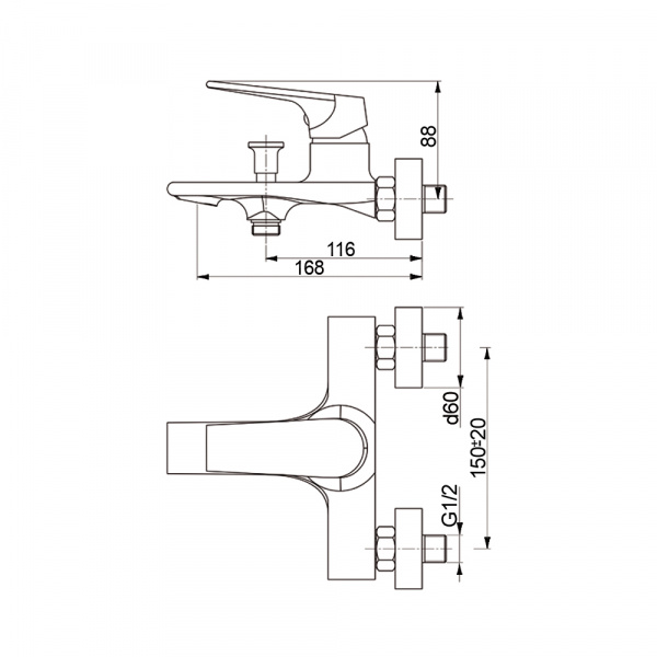 Смеситель для ванны с душем Raiber Comfort R4503 фото