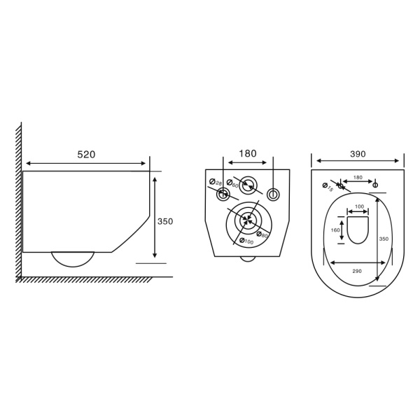 Подвесной унитаз со смывом торнадо и струйным смывом Abber Rechteck AC1218 фото