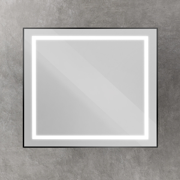 Зеркало с подсветкой и сенсорным выключателем BelBagno SPC-KRAFT-900-800-SENS-NERO 90x80 черное фото