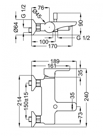 Смеситель для ванны с душем Cezares Dolce DOLCE-VM2-01-Cr фото