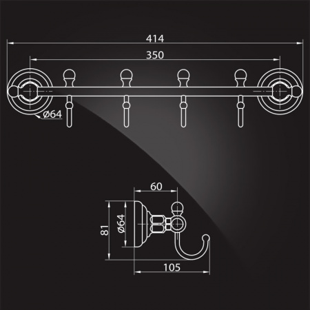 Планка с четырьмя крючками Elghansa Praktic Gold PRK-640-Gold фото