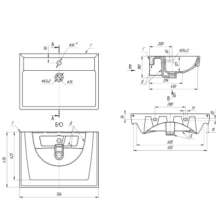 Раковина OWL 1975 Дрея Q 70 191645 фото