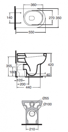 Унитаз приставной Azzurra Nuvola NUV100/P bi фото