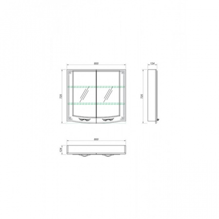 Зеркало-шкаф Kaksa Классик-Д 004279 80 см бежевый с золотом фото