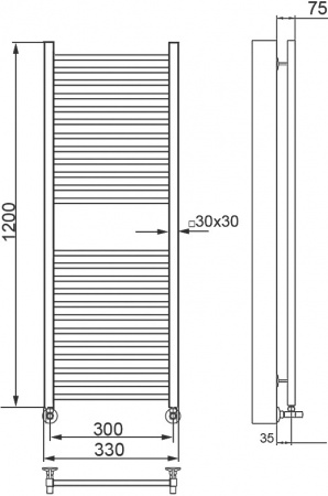 Водяной полотенцесушитель Ника Modern ЛМ 2 120/30 с вентилями фото