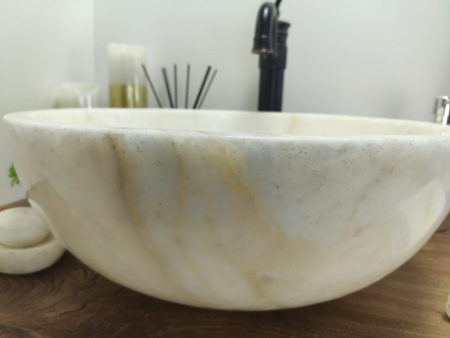 Накладная раковина из оникса Indo Bowl white Medium TinLip BO-00509 фото