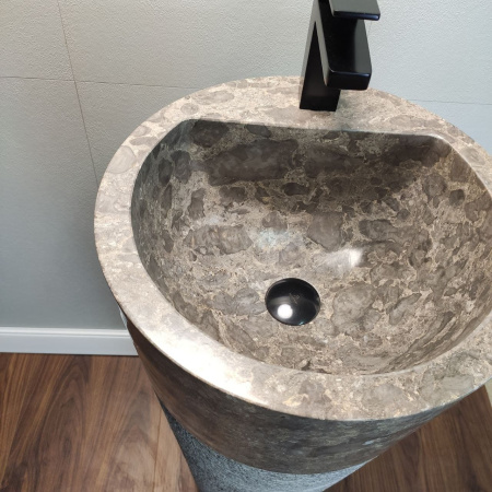 Раковина напольная из мрамора Grey MN-01349 (40*40*90) фото