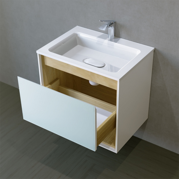 Тумба с раковиной Jorno Glass Gla.01.62/P/W 62 см фото