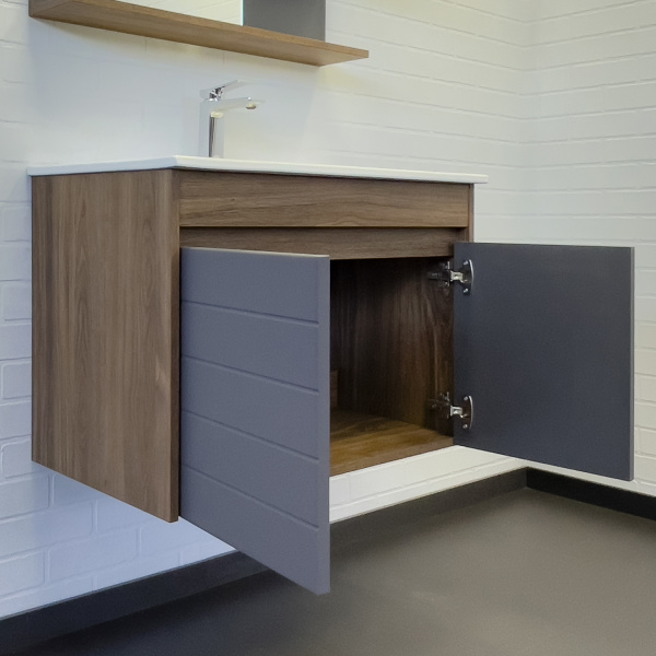 Тумба с раковиной Comfortу Кемер 00-00017883CF антрацит/дуб тёмно-коричневый фото