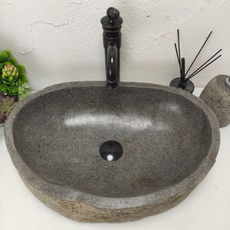 Накладная раковина из речного камня RS01484 (56*37*15) фото