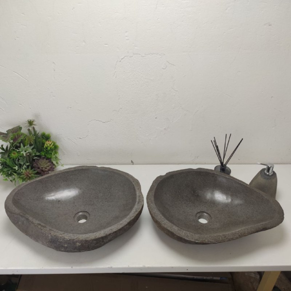 Раковина из речного камня ПАРА!!! RS01730 (55*42*15) фото