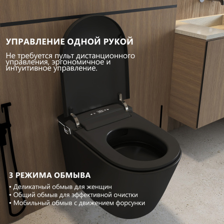 Электронный унитаз-биде импульсный Abber Bequem AC1121SMB черный матовый фото