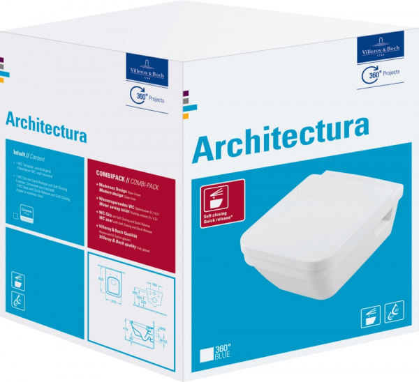 Унитаз подвесной Villeroy & Boch Architectura 5685HR01 с сиденьем soft close фото