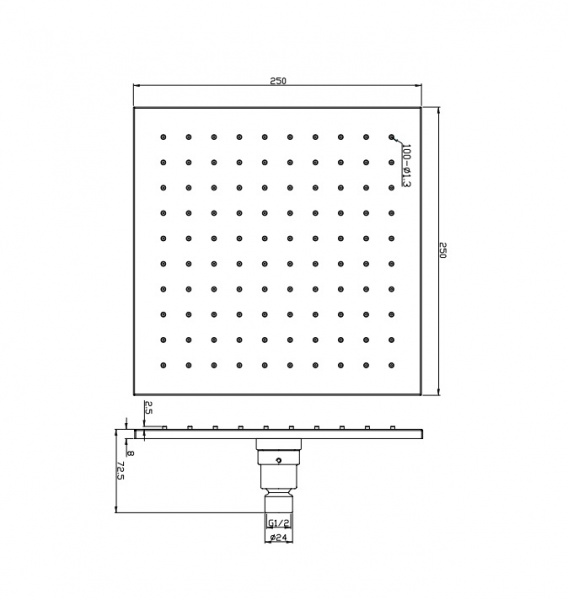 Верхний тропический душ Omnires Slimline WGA225CR хром фото
