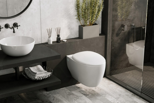 Подвесной унитаз с импульсным смывом Abber Bequem AC1107P с инсталляцией AC0101P фото