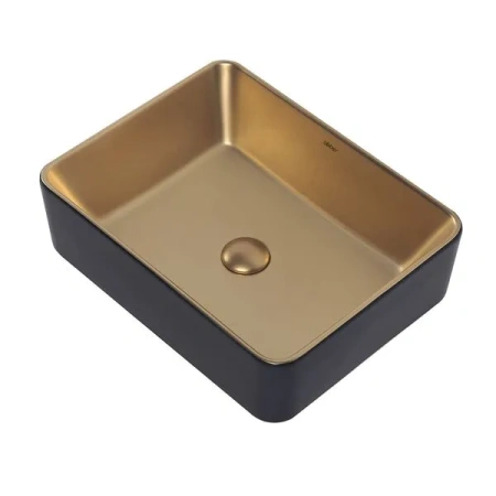 Накладная раковина Abber Rechteck AC2212BG 48x37 золото матовое/черный фото