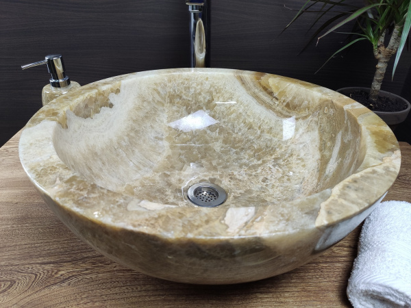Накладная раковина из оникса Indo Bowl Sunset Medium BO-00019 фото
