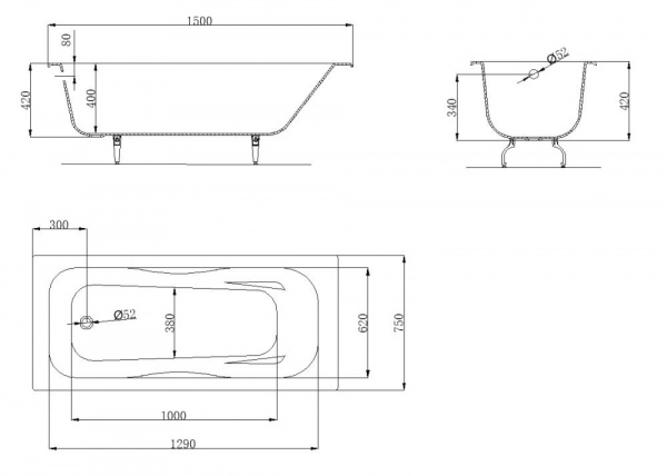 Чугунная ванна OWL 1975 Bjorn OWLIB191104 150x75 фото