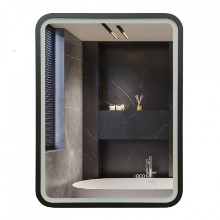 Зеркало с подсветкой Art&Max Genova AM-Gen-600-800-S-F-Т 60 см с часами фото