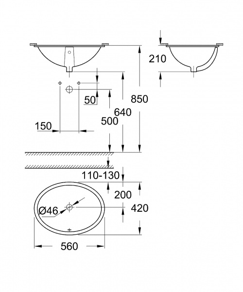 Встраиваемая раковина Grohe Bau Ceramic 39423000 фото