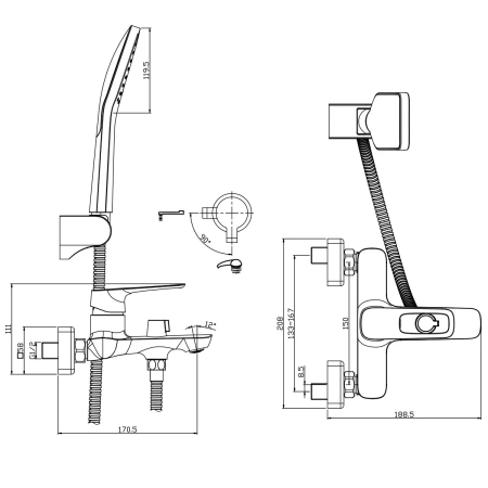 Смеситель для ванны с душем Rossinka RS46 RS46-30 фото
