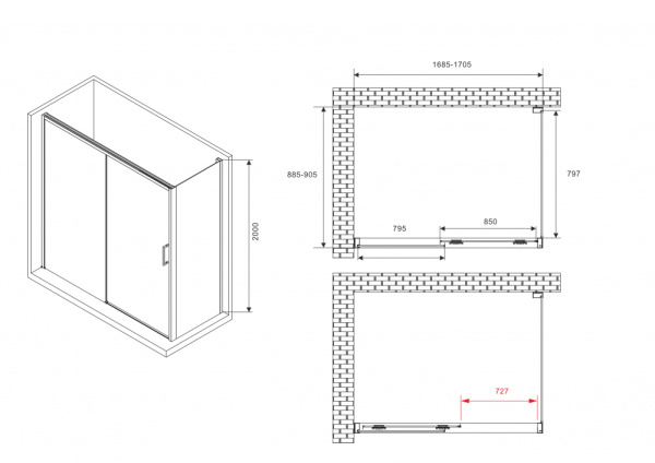 Душевой уголок ABBER Komfort AG93170-S92 170x90 фото