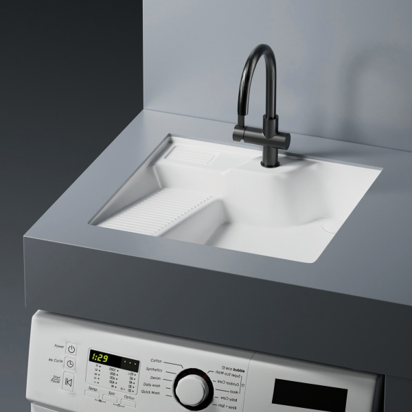 Раковина на стиральную машину встраиваемая снизу Abber Rechteck AC2224L фото