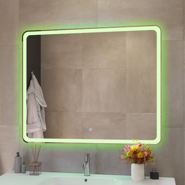 Зеркало с контурной разноцветной подсветкой RGB и сенсорным выключателем Cezares Multicolore CZR-SPC-MC-1000-800-RGB-TCH 100x80 фото