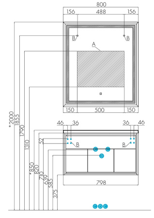 Зеркало с подсветкой и подогревом Акватон Уэльс 80 1A214002WA010 80x90 фото