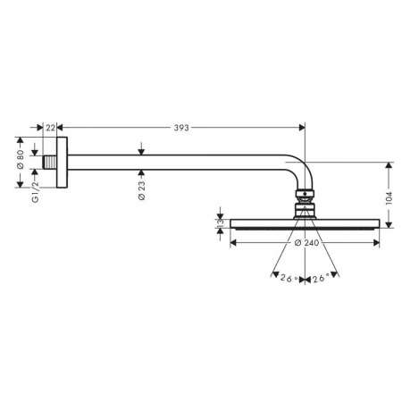 Верхний тропический душ с держателем Hansgrohe Raindance S 240 1jet 27607000 фото