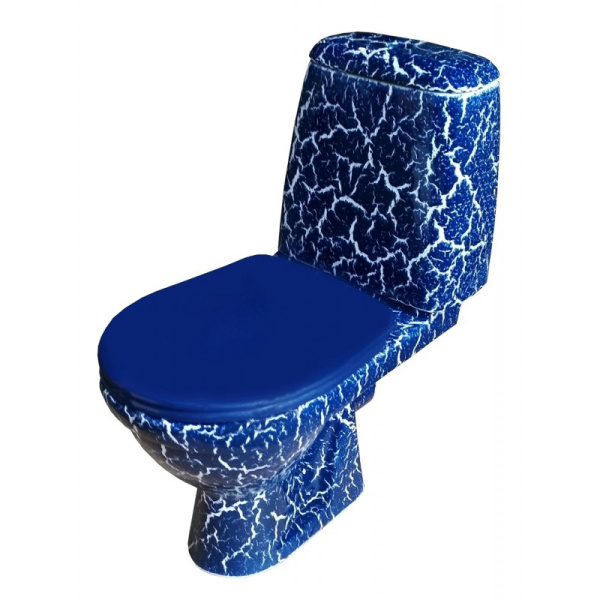 Унитаз-компакт напольный Rosa Премьер 463287 синий кракелюр, с сиденьем фото