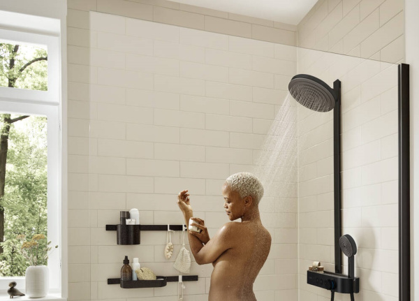 Душевая система (стойка) с термостатом Hansgrohe Pulsify S 24240670 черная матовая фото