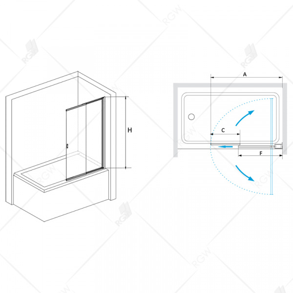 Шторка на ванну раздвижная RGW Screens SC-40 03114010-11 100 см прозрачное стекло фото