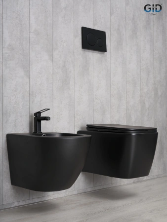 Подвесной унитаз безободковый GID Tr2140Bm 62255Y черный матовый, с сиденьем фото