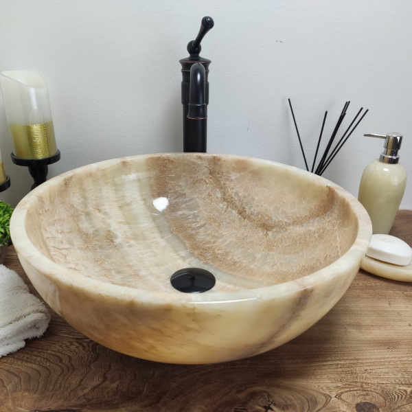 Накладная раковина из оникса Bowl Sunset Medium Tin Lip BO-00827 фото