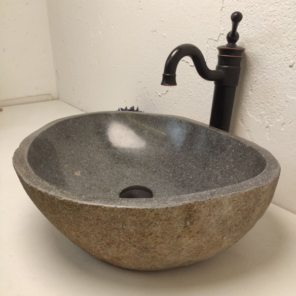 Накладная раковина из речного камня RS01232 (49*40*15) d3 фото