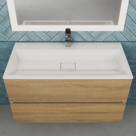 Тумба под раковину Uperwood Barsa 90 2937205251 белая/дуб сонома фото