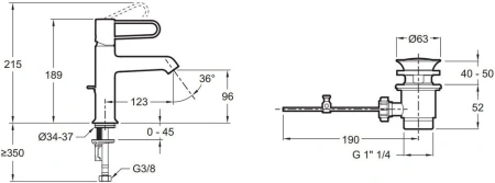 Смеситель для раковины Jacob Delafon Odeon Rive Gauche E21028-BL-CP хром/черный фото