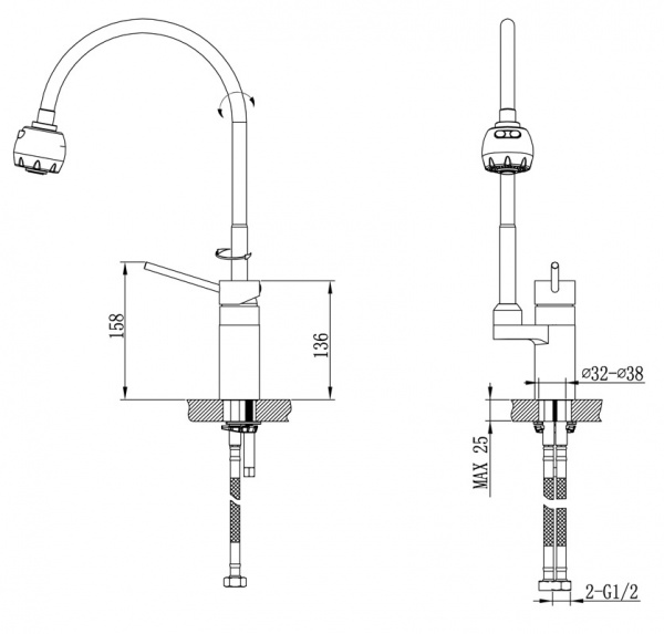 Смеситель для кухни Timo Saona 2308F anthracite фото
