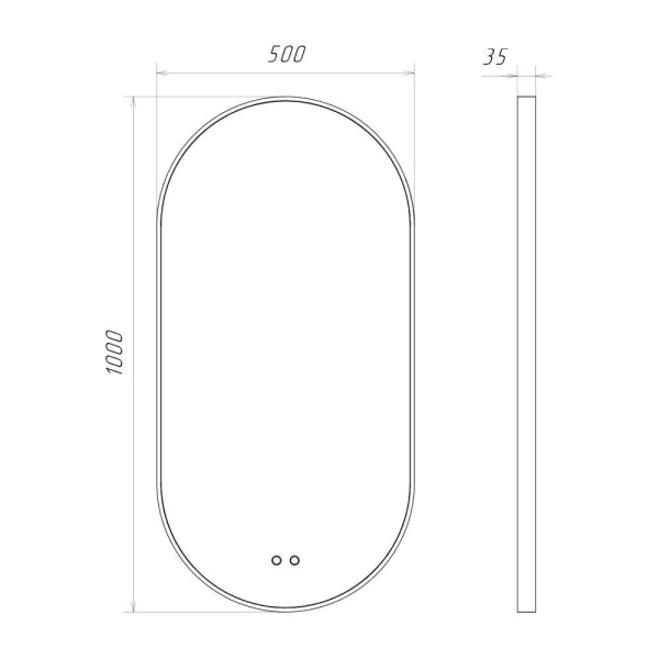Овальное зеркало в золотой алюминиевой раме Comforty Оникс 00-00014221CF 50x100 светодиодная подсветка, контактный сенсор, антизапотевание фото