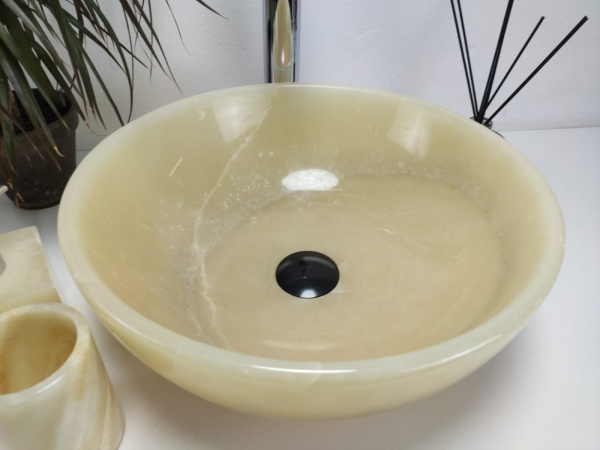 Накладная раковина из оникса Bowl Yellow Small BO-00906 (40*40*15) фото