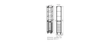 Шкаф-пенал с бельевой корзиной Style Line Бергамо СС-00002529 антискрейтч, карамель L/R фото
