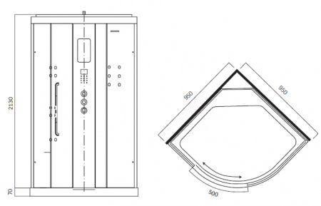Гидромассажная кабина с паром Am.Pm Inspire W5AC-806-095 95x95 фото