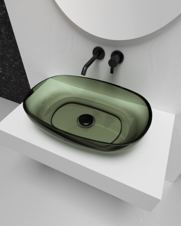 Накладная раковина Abber Kristall AT2805Vesuvian 60x40 оливковая фото