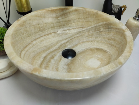 Накладная раковина из оникса Indo Bowl Yellow Medium TinLip BO-00505 фото