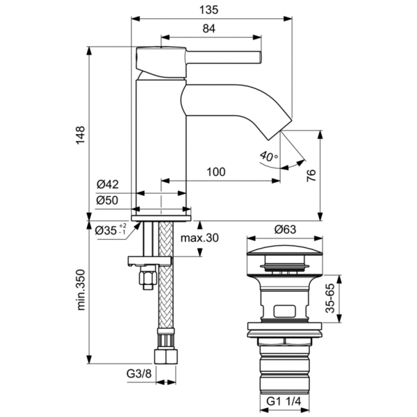 Смеситель для раковины Ideal Standard CERALINE BC822AA фото