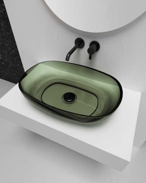 Накладная раковина Abber Kristall AT2805Vesuvian 60x40 оливковая фото