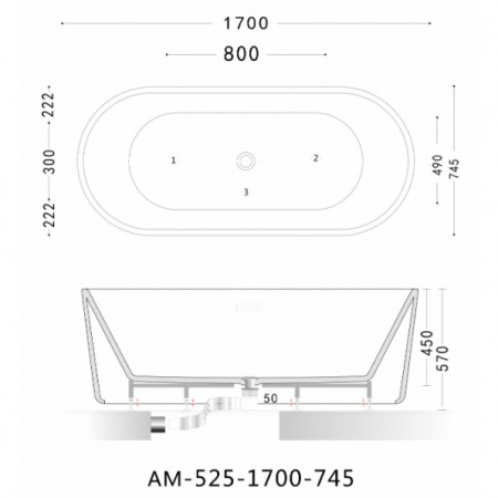 Ванна акриловая Art&Max Platino AM-525-1700-745 170х74 фото